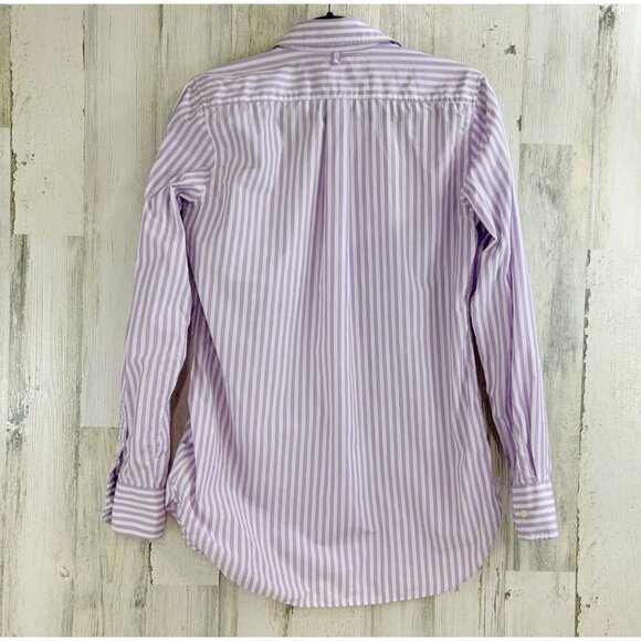 Ann Mashburn Boyfriend Shirt Sz M Lavender White Stripe Button Down - Picture 12 of 16